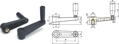 Manivelle filetée avec un insert et la manche pivotante