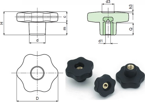 Roulette avec un insert en laiton fileté