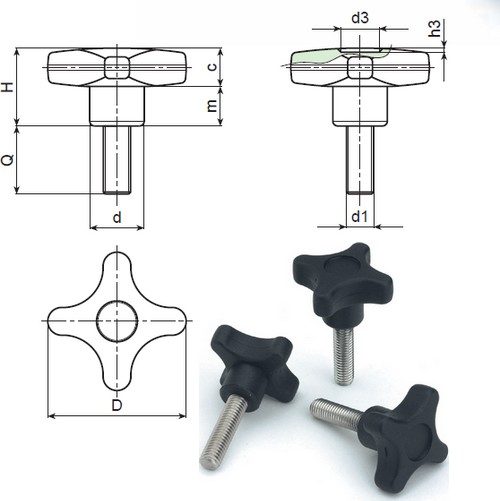 Roulette cruciforme avec la vis en inox