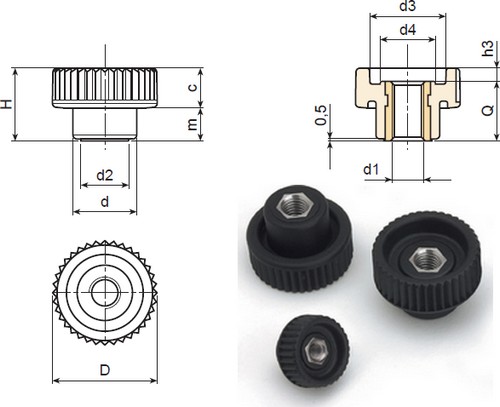 Rouleau rayé avec le filetage en acier inox