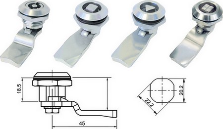 Verrou 1/4 tours à ressort en inox