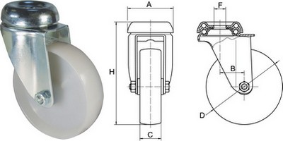 Roue en polyamide sans frein