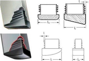 Bouchons  rectangulaires au chanfrein