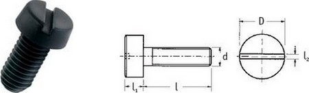 Vis à tête cylindrique à tête fendue en polyamide 6.6 noir