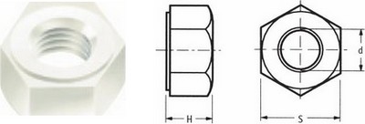 Ecrou six pins - PVDF, PP